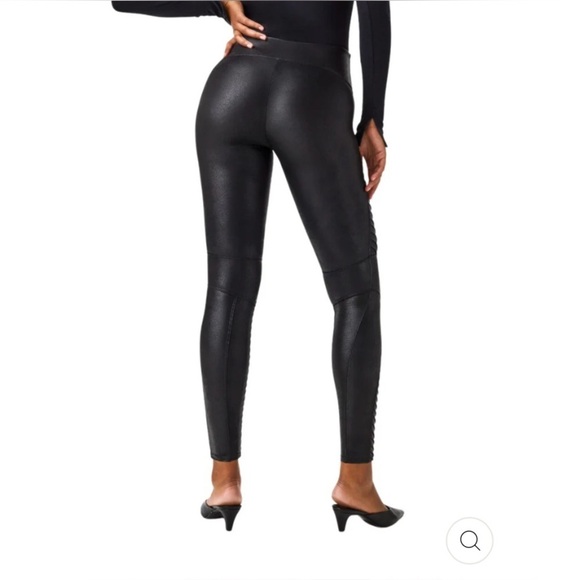 SPANX FAUX LEATHER VERY BLACK MOTO LEGGINGS size XL - Picture 13 of 13